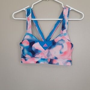 Adidas Blue Pink Tie Dye Padded Sports Bra Size M